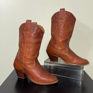 Vintage Women’s Brown Leather Western Cowboy Boots Size 8.5 M